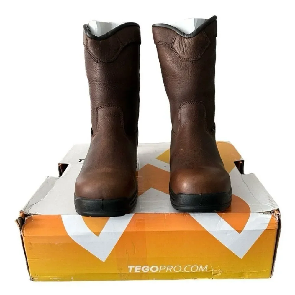 TegoPro Composite Toe Waterproof Slip Resistant Wellington Work Boot Brown 5